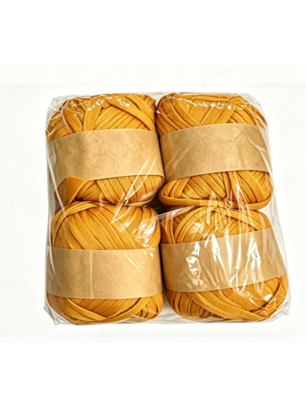 Mustard Yellow Fabric T‑Shirt Yarn 4 Skeins Thick Cloth Strip Yarn DIY Craft - Picture 2 of 3